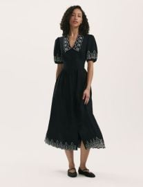 Finery London Arianna Embroidered Cotton Midi Dress at Nordstrom