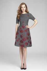 Fit  Flare Dress with Floral Appliques by Teri Jon by Rickie Freeman at Teri Jon