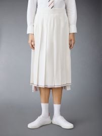 Fit 1 Classic Knee Length Pleated Skirt WRwb Framing In Jacket Weight Cashmere vert Thom Browne at Thom Browne