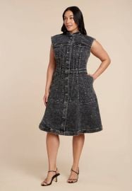 Fit And Flare Denim Dress ELOQUII at Eloquii