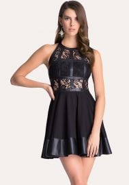 Fit and flare t-strap dress at Bebe