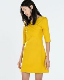 Fitted Dress with Crossover Neckline at Zara