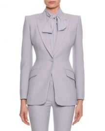 Fitted Flap-Pocket Wool-Silk Blazer by Alexander McQueen at Neiman Marcus