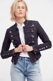 Fitted Military Denim Jacket at Free People