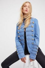 Fitted Military Denim Jacket at Free People