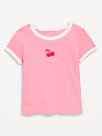 Fitted Ribbed Graphic T-Shirt for Girls Old Navy at Old Navy
