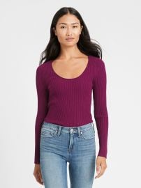 Fitted Scoop-Neck Sweater Top at Banana Republic