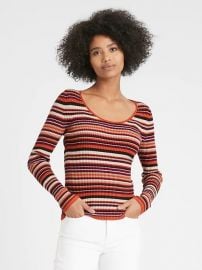 Fitted Scoop-Neck Sweater Top by Banana Republic at Banana Republic