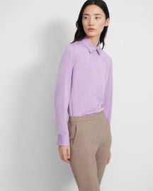 Fitted Shirt In Bright Lilac at Theory