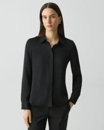 Fitted Shirt in Silk Georgette at Theory
