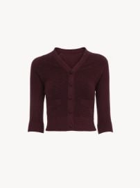 Fitted V-neck cardigan in a wool knit Purple - Chlo at Chloe