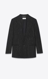 Fitted single-breasted jacket in pinstripe wool Saint Laurent YSLcom at Saint Laurent