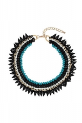 Five Row Turquoise Collar Necklace at Topshop