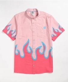 Flame Pink Short Sleeve Button Up Shirt by Salem 7 at Zumiez