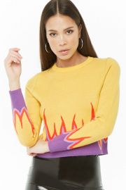 Flame-Trim Knit Sweater at Forever 21