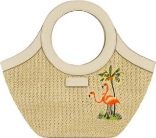 Flamingo Embroidered Woven Tote Bag at Nordstrom Rack