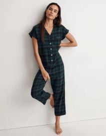 Flannel Bedtime One-Piece Pajamas in Reywood Plaid at Madewell