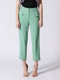 Flap Pockets Cinched Back 34 Length Pants - Gracia Fashion at Gracia Fashion