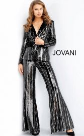 Flare Leg Sequin Evening Pant Suit by Jovani at Jovani