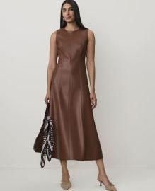 Flare Midi Dress in Faux Leather at Ann Taylor