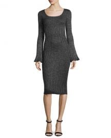 Flare-Sleeve Ribbed Metallic Sweater Dress at Bergdorf Goodman