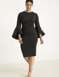 Flare Sleeve Scuba Dress  Women39s Plus Size Dresses at ELOQUII