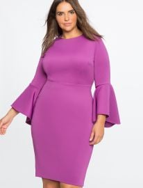 Flare Sleeve Scuba Dress by Eloquii at Eloquii