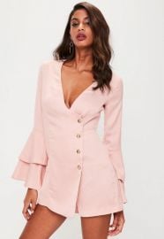 Flare sleeve playsuit at Missguided