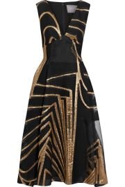 Flared burnout metallic wool-blend dress at The Outnet