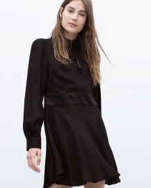 Flared dress with collar and bow at Zara