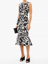 Flared giraffe-print crepe dress at Matches