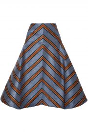 Flared striped satin-jacquard midi skirt at The Outnet