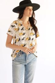 Flea Style Horse Print Blouse in Ivory at Flea Style