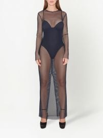 Fleur Du Mal Embellished Fishnet Dress Blue IL at Farfetch