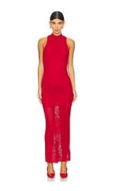 Fleur Du Mal Lace Pointelle Knit Racer Dress In Ruby Red at Revolve