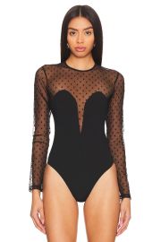 Fleur du Mal Dotty And Jersey Plunge Bodysuit at Revolve