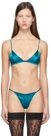 Fleur du Mal Luxe Triangle Bra in Aquamarine at ssense