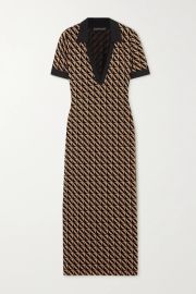 Flocked Stretch-Mesh Midi Dress by David Koma at Net A Porter