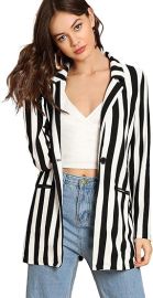 Floerns Women39s Casual Work Office Open Front Striped Blazer at Womens Clothing store at Amazon