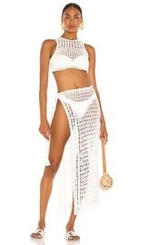 Flook The Label Remi Crop Top  Eliana Skirt Set in White at Revolve