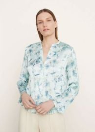 Flora Crushed Band Collar Blouse in Products Women at Vince