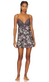 Flora Nikrooz Andrea Printed Shimmer Charmeuse Lace Chemise In Grey at Revolve