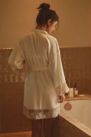 Flora Nikrooz Rosa Lace Trimmed Robe at Anthropologie