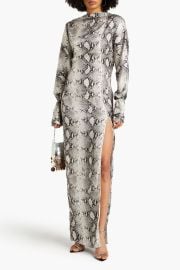 Flora Open Back Snake Print Satin Gown at The Outnet