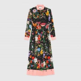 Flora Snake Print Silk Dress by Gucci  at Gucci