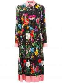 Flora Snake Print Silk Dress by Gucci  at Farfetch