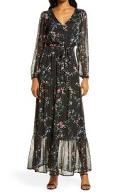 Floral Belted Long Sleeve Dress at Nordstrom