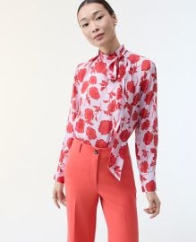 Floral Bow Blouse in Fiery Sunset at Ann Taylor