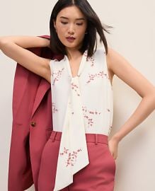 Floral Bow Neck Shell at Ann Taylor