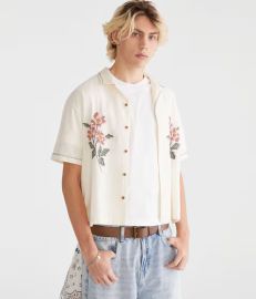 Floral Boxy Linen Camp Shirt at Aeropostale